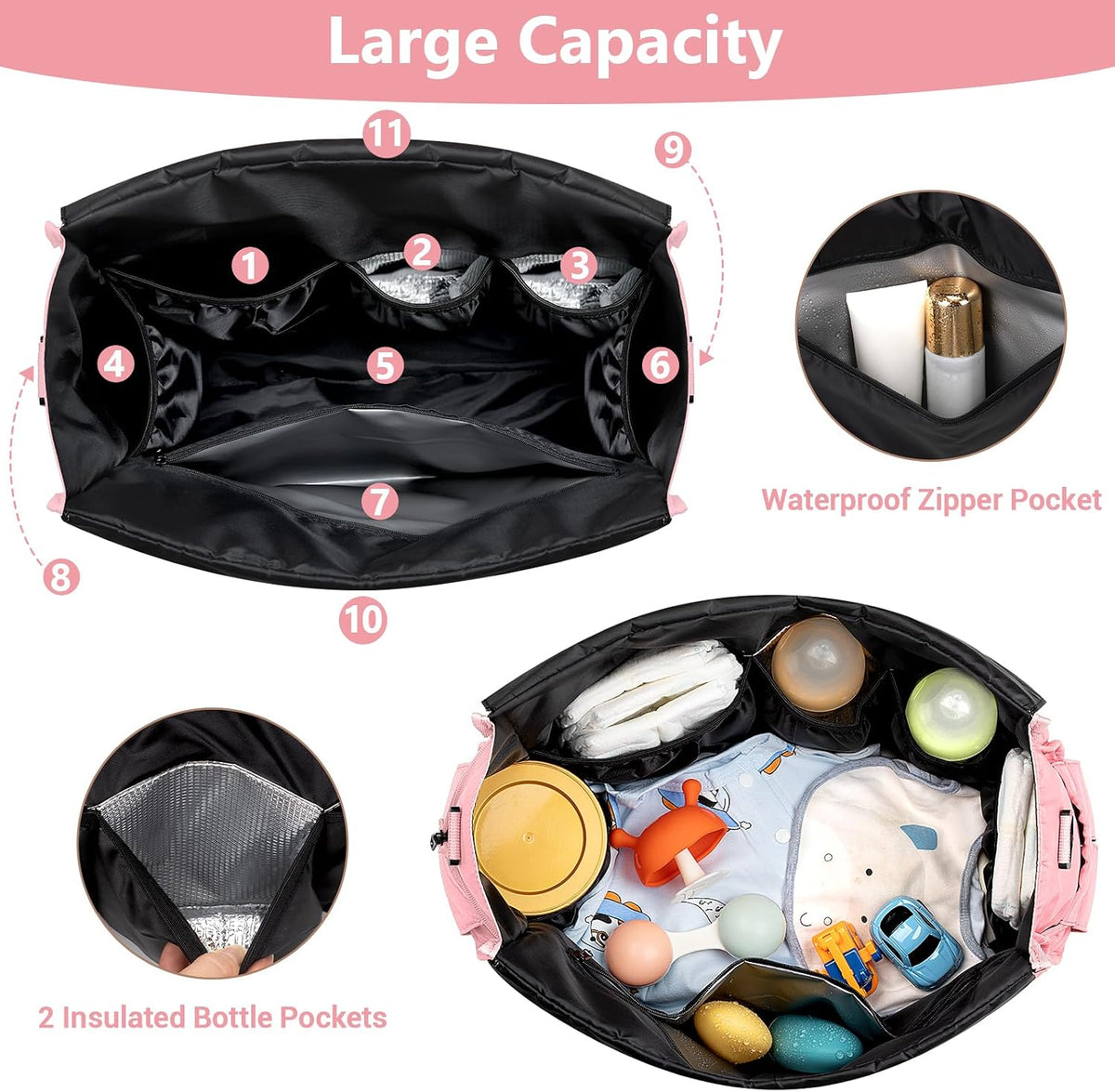Diaper Bag Tote for Baby, Large Hospital Mommy Bag for Labor Delivery