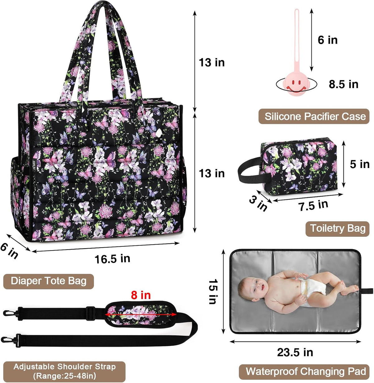 Diaper Bag Tote for Baby, Large Hospital Mommy Bag for Labor Delivery