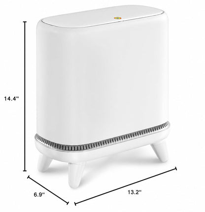Bathroom Trash Can with Lid, 3.2 Gallon Small Garbage Can with Pop-Up Lid & Air-Pressure Bag Lock, Slim Trash Bin with Legs, Narrow Waste Basket for Bathroom, Bedroom, Kitchen, Office, Rv