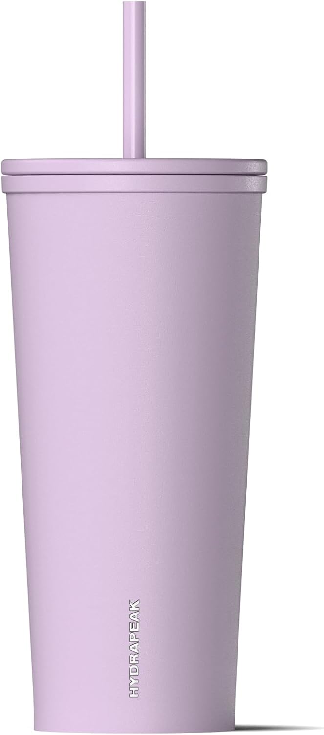 Journey 25 oz Insulated Tumbler with Lid and Straw, Iced Coffee Cup, Reusable Stainless Steel Water Bottle Travel Mug, Gifts for Women Men, Rose Metalic