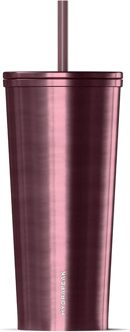 Journey 25 oz Insulated Tumbler with Lid and Straw, Iced Coffee Cup, Reusable Stainless Steel Water Bottle Travel Mug, Gifts for Women Men, Rose Metalic