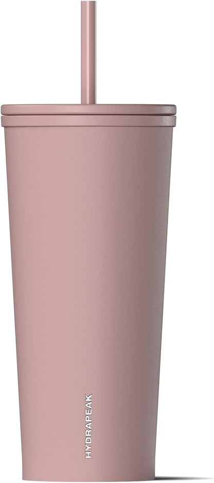 Journey 25 oz Insulated Tumbler with Lid and Straw, Iced Coffee Cup, Reusable Stainless Steel Water Bottle Travel Mug, Gifts for Women Men, Rose Metalic