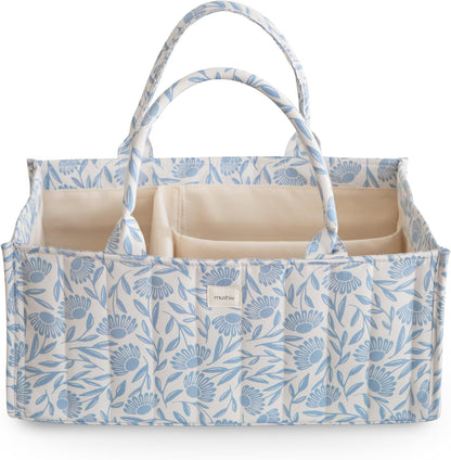 Baby Diaper Caddy | Newborn Essentials Organizer (Pastel Blooms)