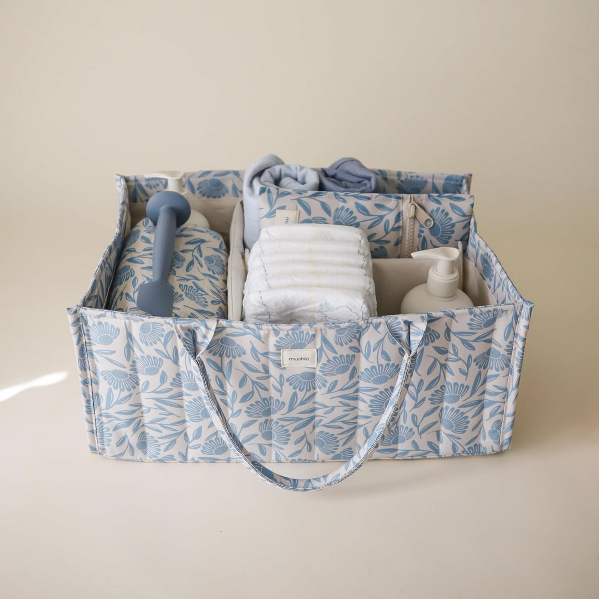 Baby Diaper Caddy | Newborn Essentials Organizer (Pastel Blooms)