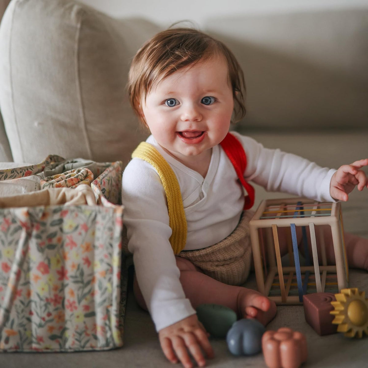Baby Diaper Caddy | Newborn Essentials Organizer (Pastel Blooms)