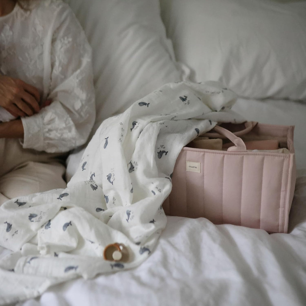 Baby Diaper Caddy | Newborn Essentials Organizer (Pastel Blooms)