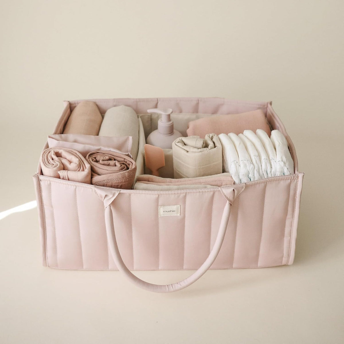 Baby Diaper Caddy | Newborn Essentials Organizer (Pastel Blooms)