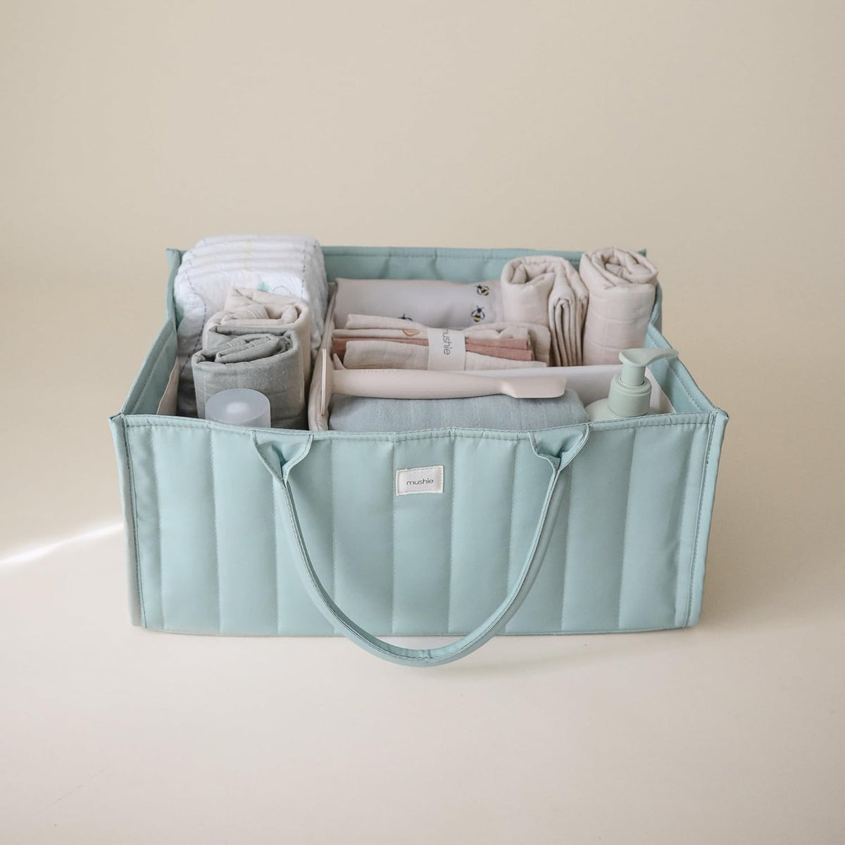 Baby Diaper Caddy | Newborn Essentials Organizer (Pastel Blooms)