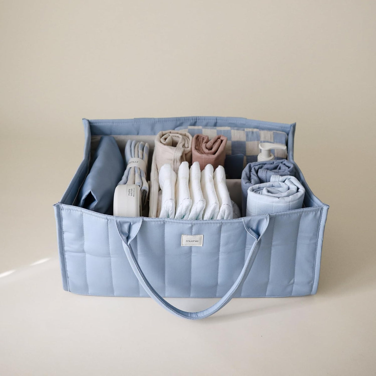 Baby Diaper Caddy | Newborn Essentials Organizer (Pastel Blooms)