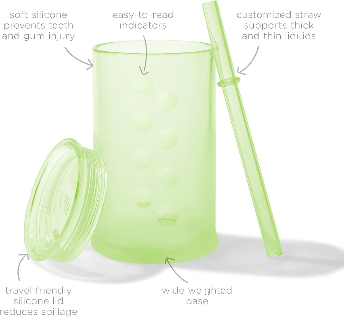 Silicone Training Cup with Straw Lid Bundle 9oz Kiwi Fold N Go Silicone Baby Bib w Travel Case (Blueberry)
