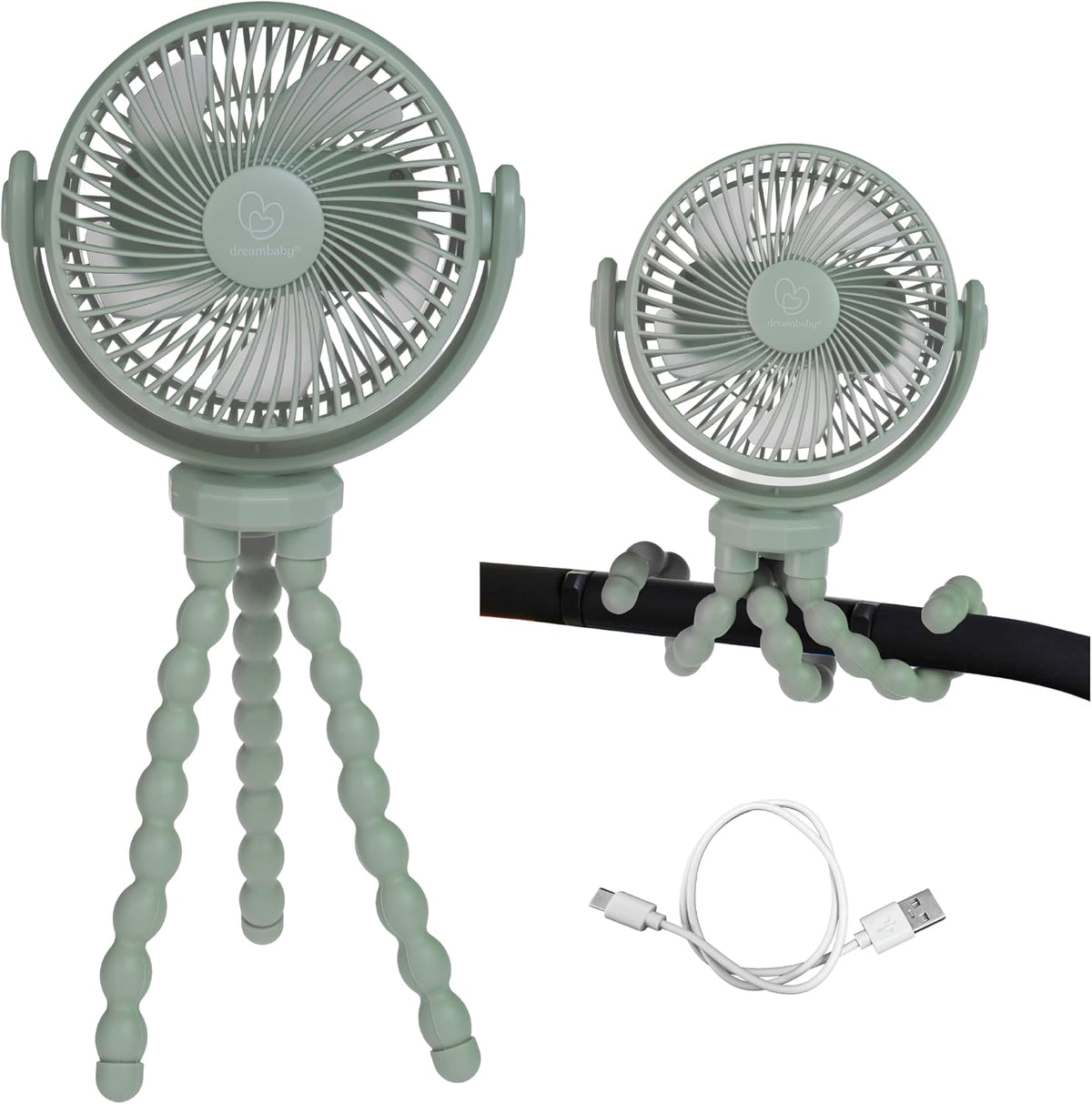 Portable Stroller Fan - USB Rechargeable with 3 Speeds