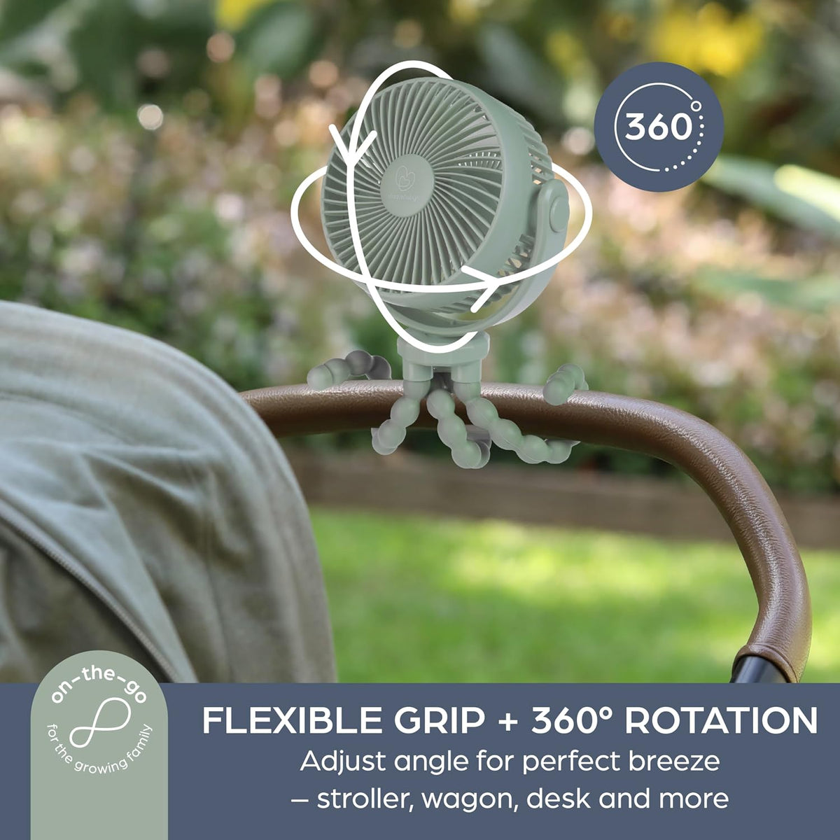 Portable Stroller Fan - USB Rechargeable with 3 Speeds