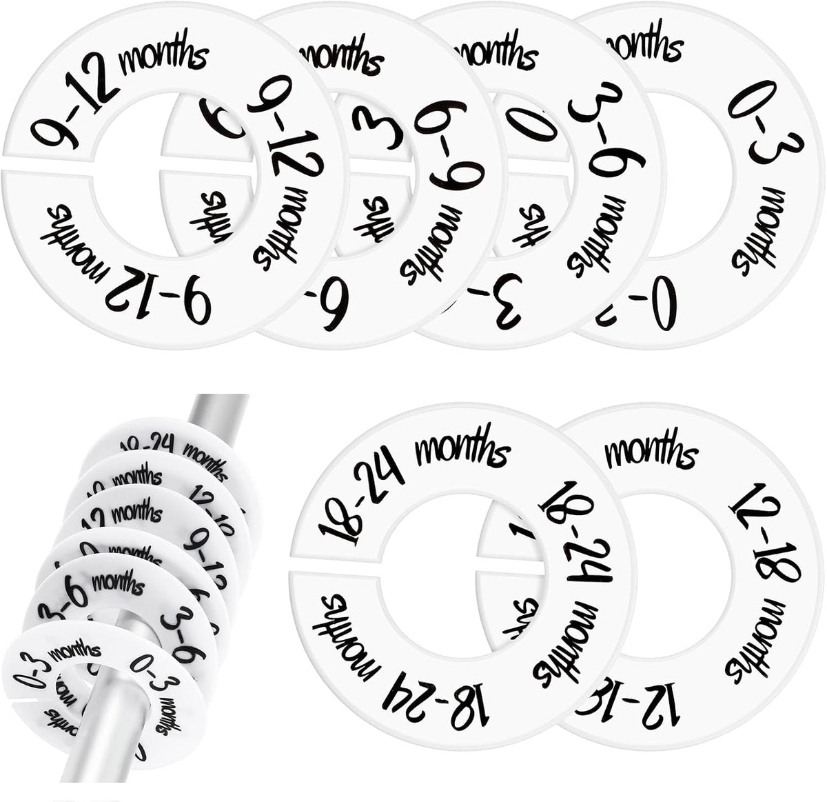 Baby Closet Dividers 6 Pack, Unisex Nursery Closet Organizer, White