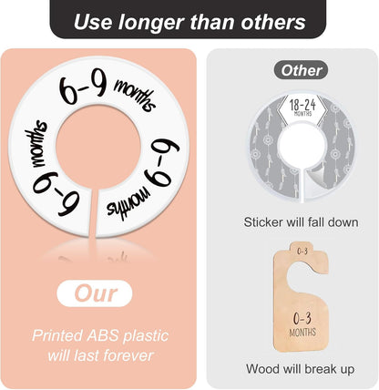Baby Closet Dividers 6 Pack, Unisex Nursery Closet Organizer, White