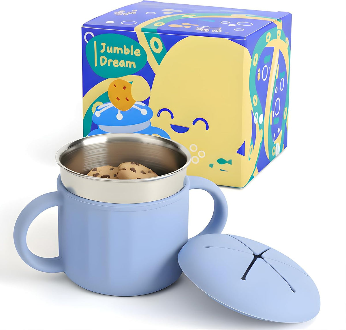 Stainless Steel Snack Cup with Silicone Lid, Blush Bloom