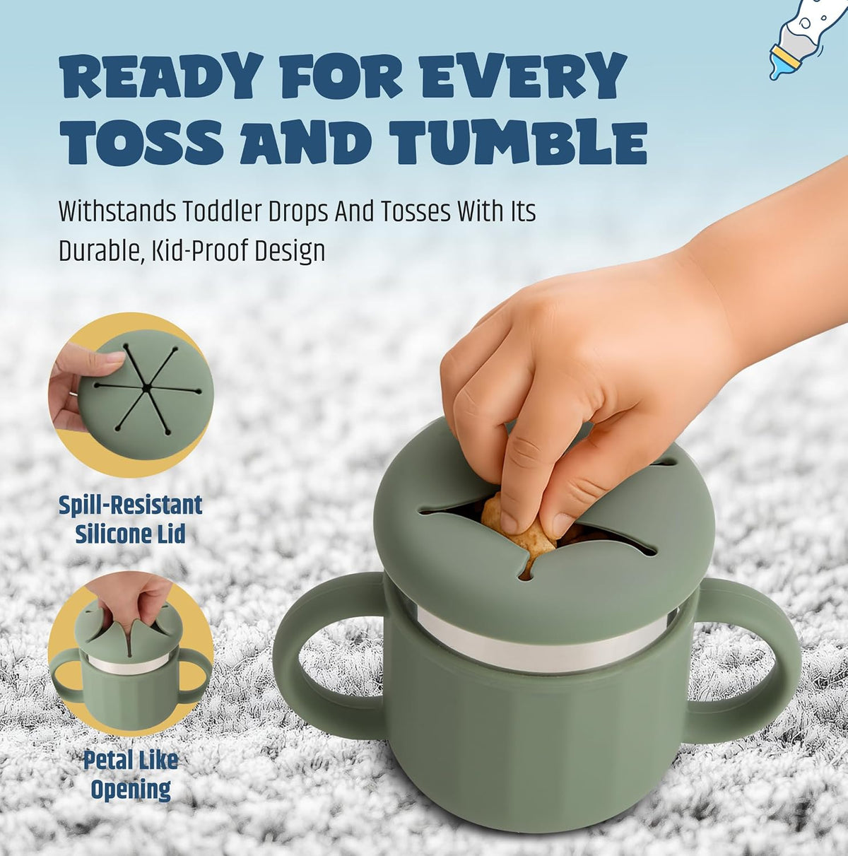 Stainless Steel Snack Cup with Silicone Lid, Blush Bloom