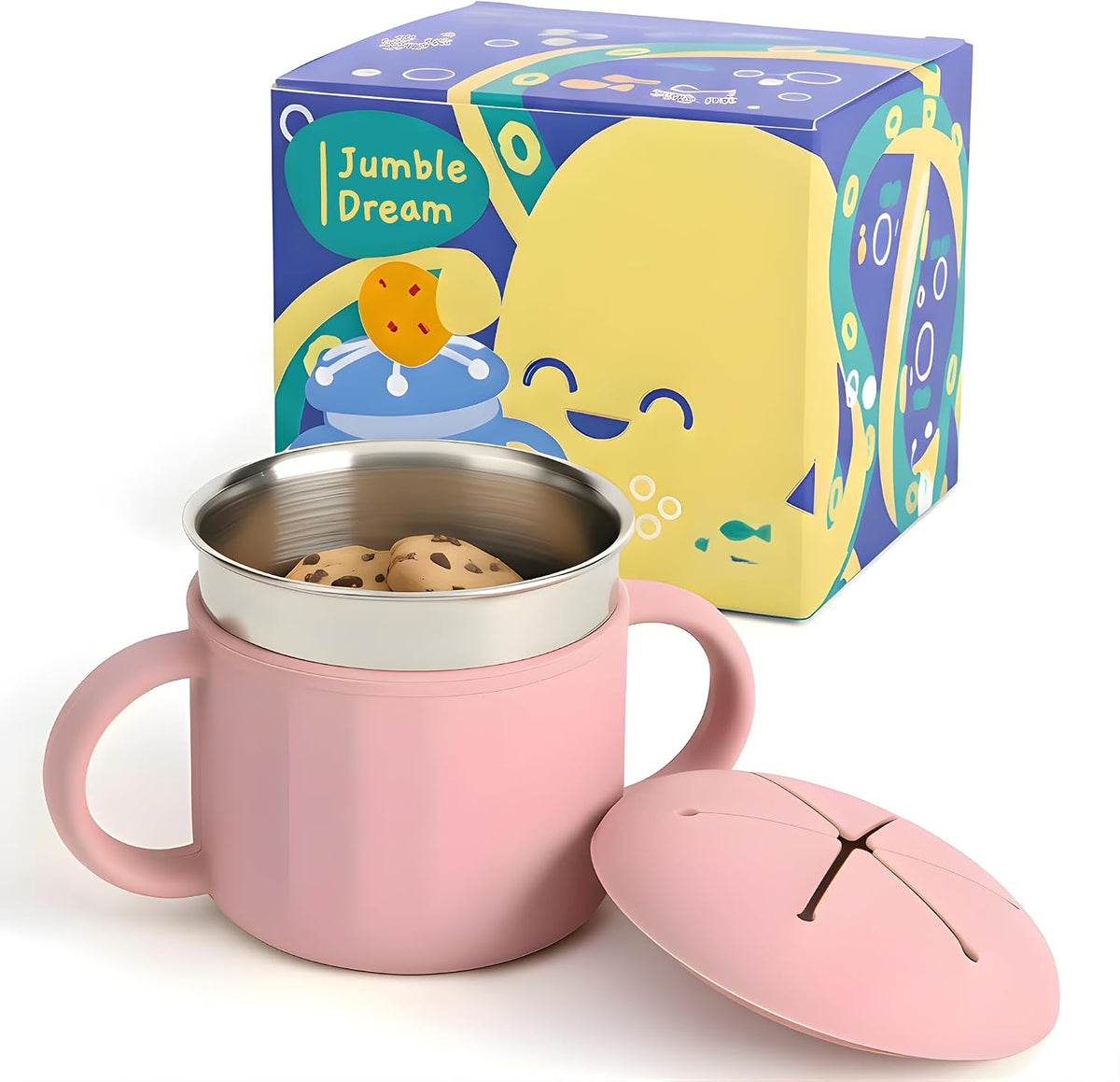 Stainless Steel Snack Cup with Silicone Lid, Blush Bloom
