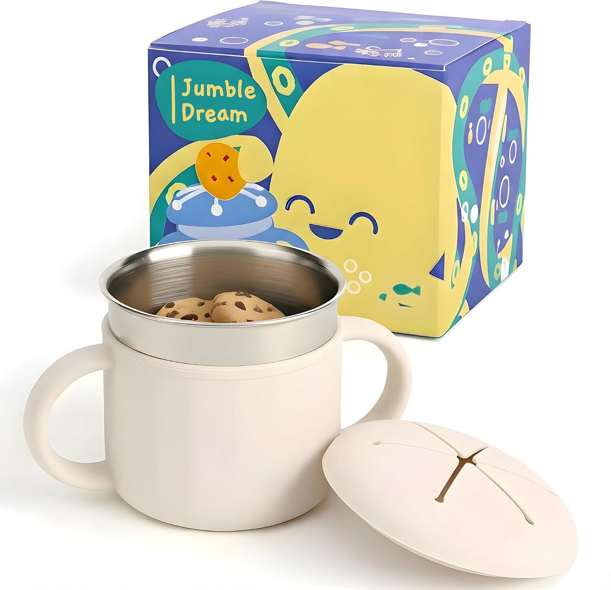 Stainless Steel Snack Cup with Silicone Lid, Blush Bloom