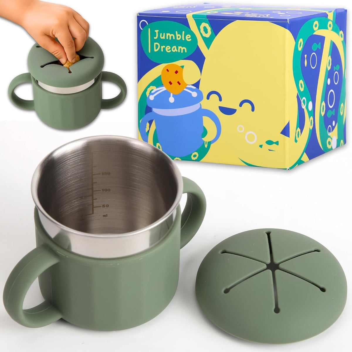 Stainless Steel Snack Cup with Silicone Lid, Blush Bloom