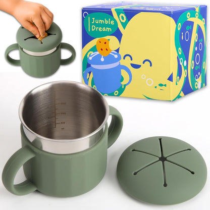 Stainless Steel Snack Cup with Silicone Lid, Blush Bloom