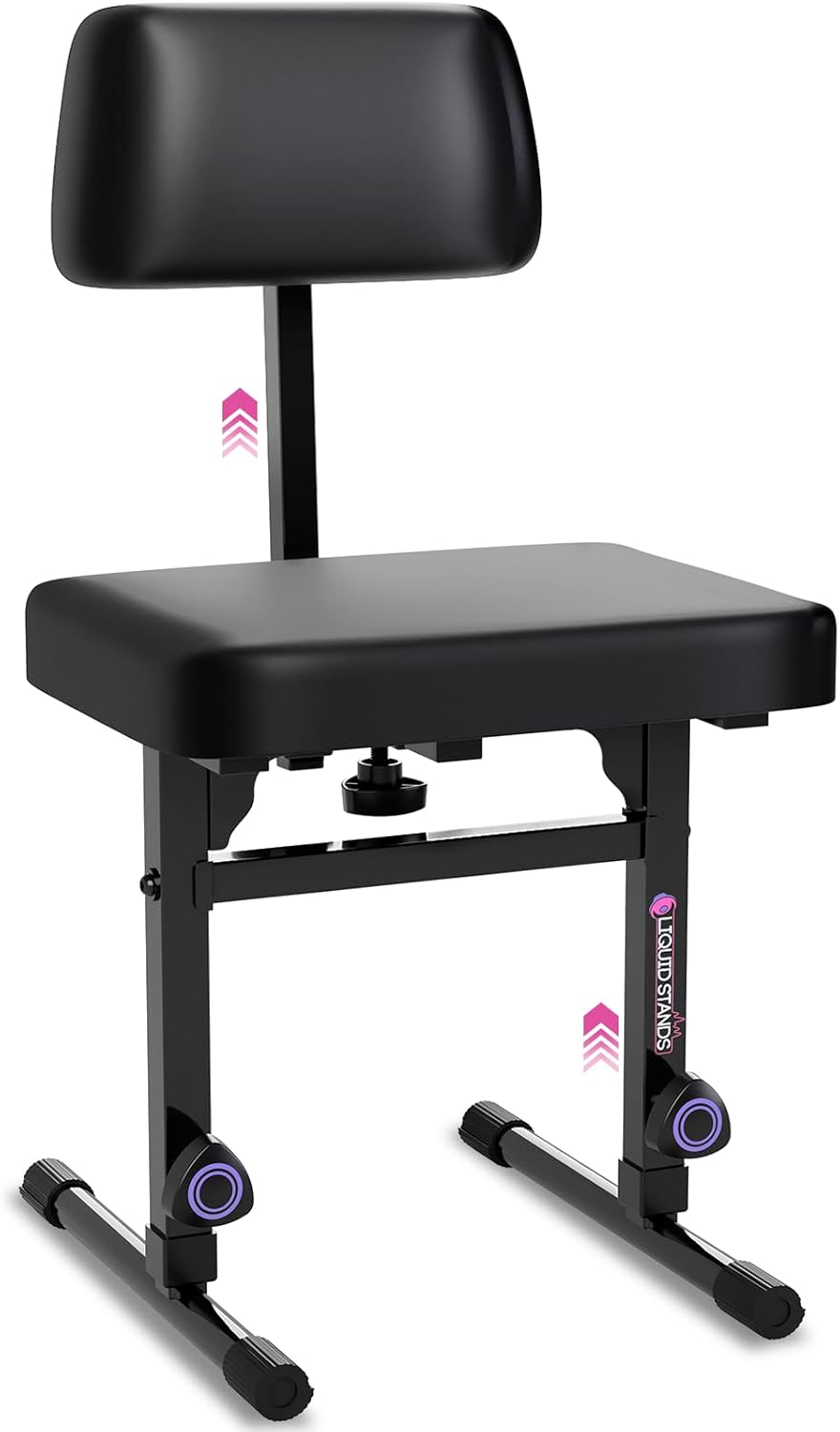 Piano Bench Adjustable Stool – Music Keyboard Bench with Backrest Seat for Piano Keyboard Stand with Black Padded Cushion for Musicians Piano Stool Chair