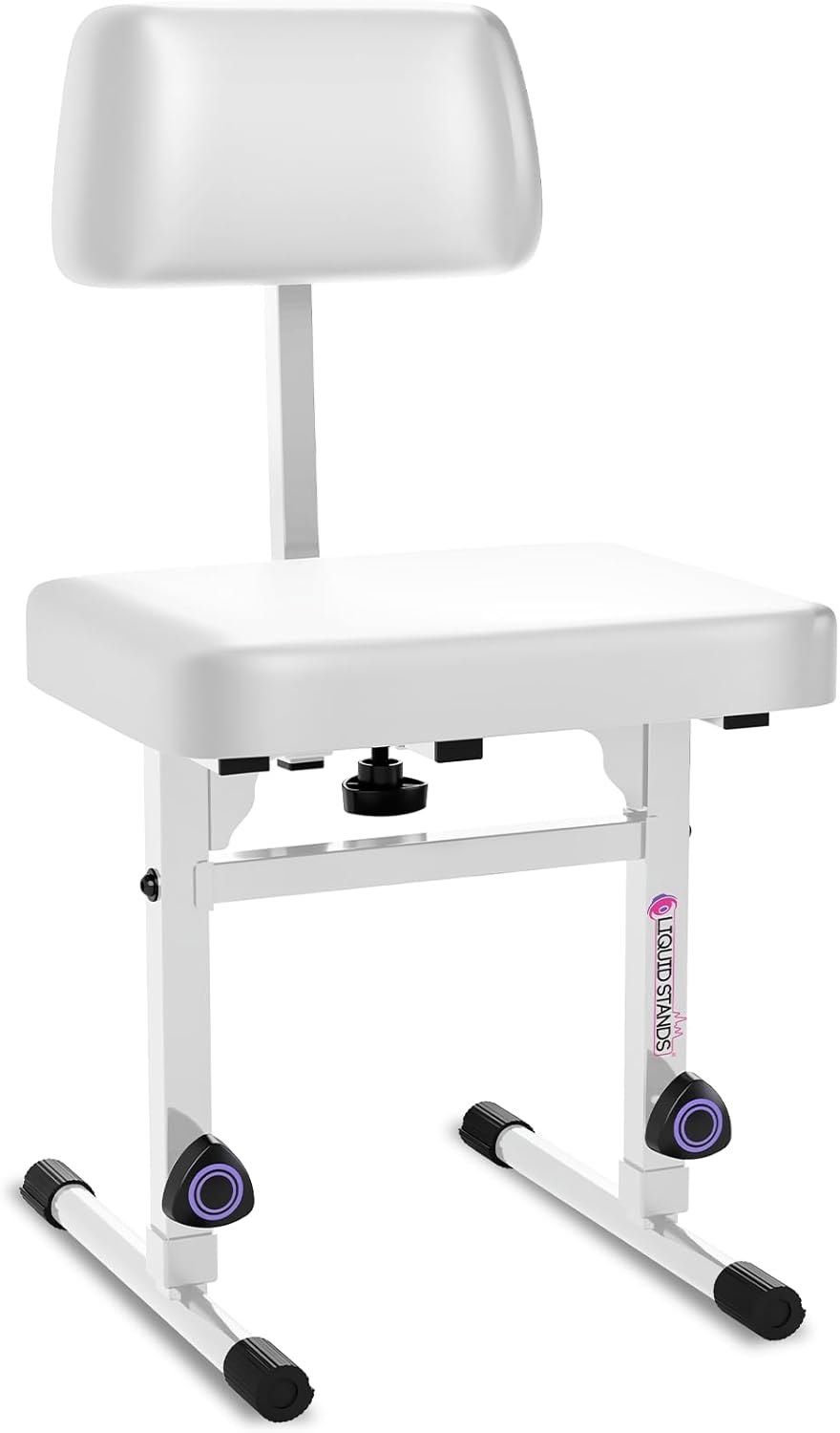 Piano Bench Adjustable Stool – Music Keyboard Bench with Backrest Seat for Piano Keyboard Stand with Black Padded Cushion for Musicians Piano Stool Chair