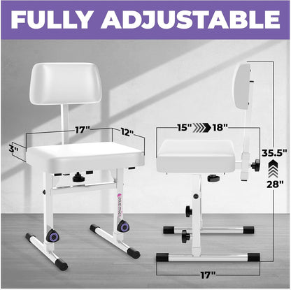 Piano Bench Adjustable Stool – Music Keyboard Bench with Backrest Seat for Piano Keyboard Stand with Black Padded Cushion for Musicians Piano Stool Chair