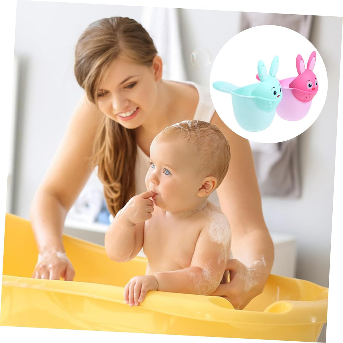 2 Pack Baby Bath Rinser Cup Set for Hair Washing, PP Animal Design