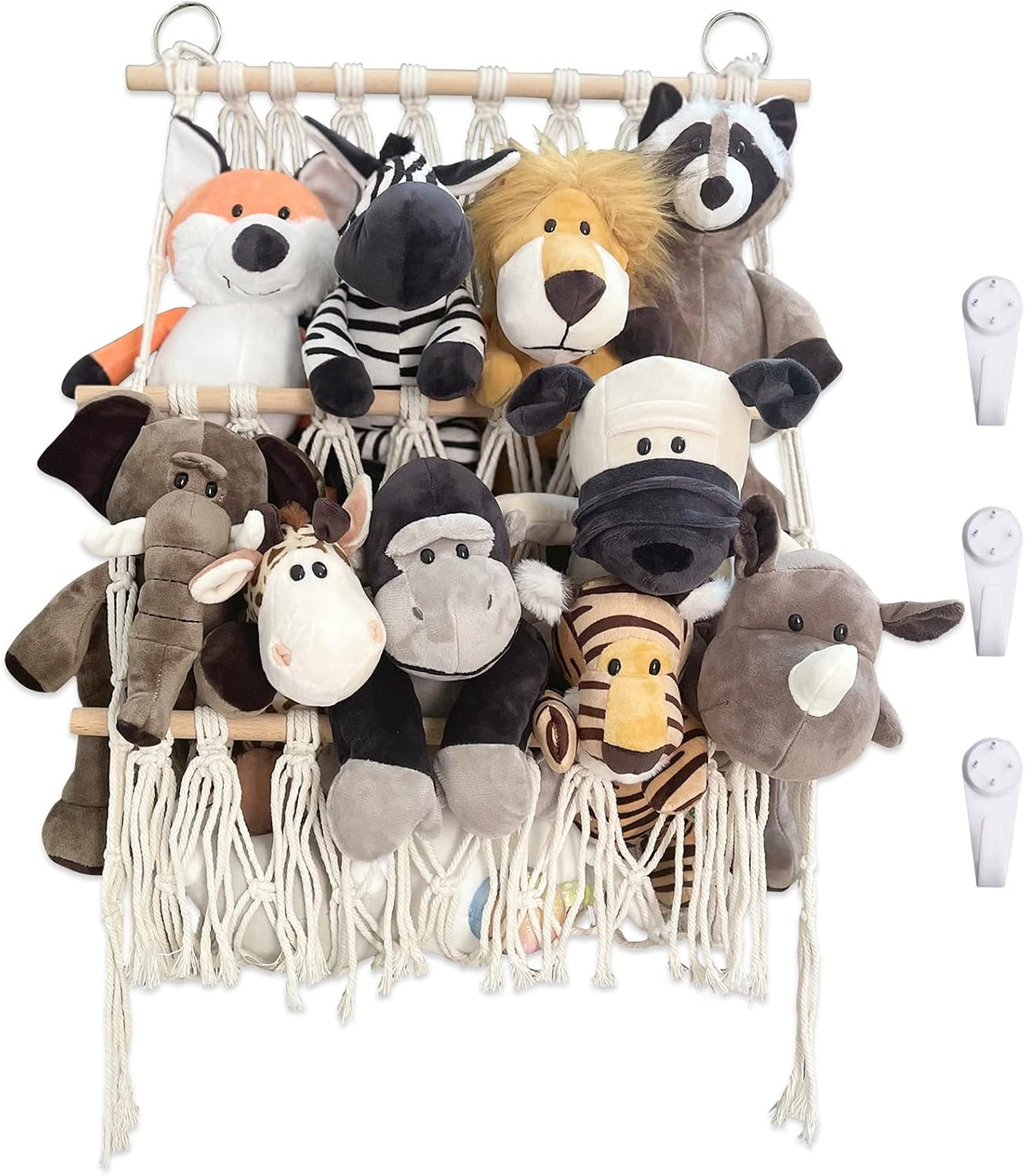 Stuffed Animal Net Hammock, Corner Wall Hanging Storage Organizer for Toys