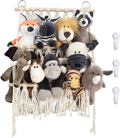 Stuffed Animal Net Hammock, Corner Wall Hanging Storage Organizer for Toys