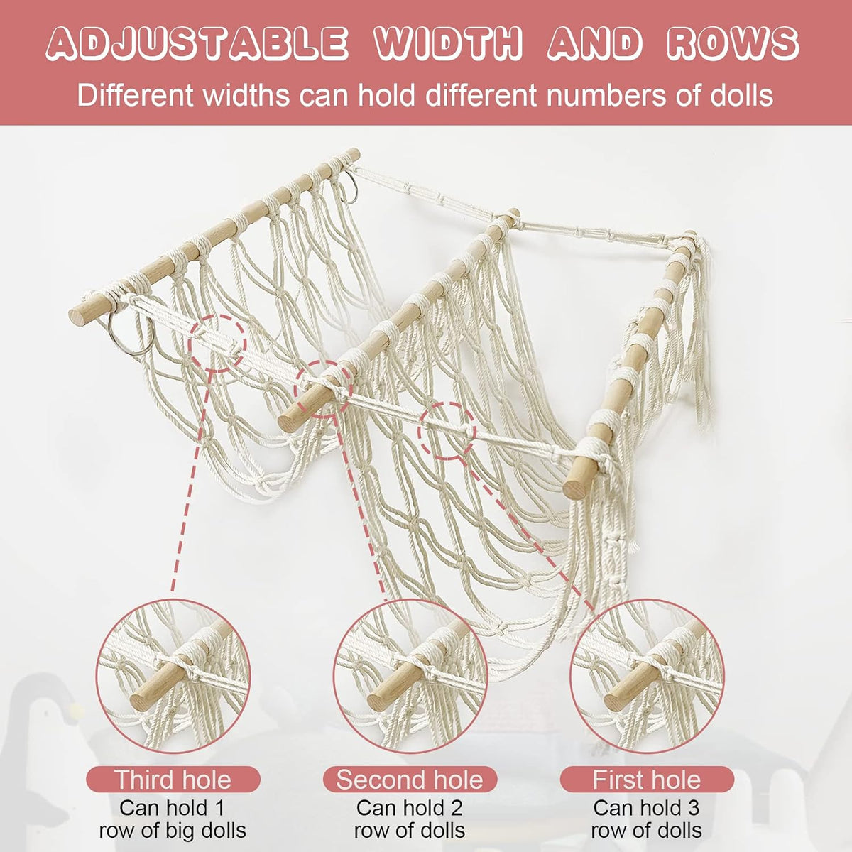 Stuffed Animal Net Hammock, Corner Wall Hanging Storage Organizer for Toys