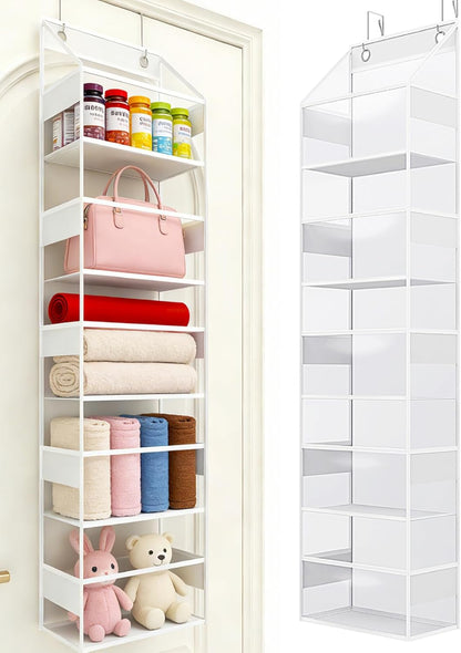 Over The Door Organizer, Clear PVC Hanging Storage Bag, 5 Shevles Behind Door Organizer for Bedroom, Nursery, Bathroom, Closet, Pantry and Stuffed Animals Storage Holder, 1 Pack