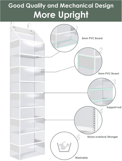 Over The Door Organizer, Clear PVC Hanging Storage Bag, 5 Shevles Behind Door Organizer for Bedroom, Nursery, Bathroom, Closet, Pantry and Stuffed Animals Storage Holder, 1 Pack