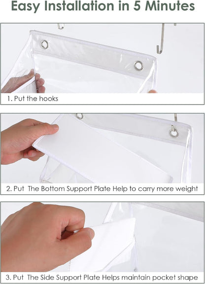 Over The Door Organizer, Clear PVC Hanging Storage Bag, 5 Shevles Behind Door Organizer for Bedroom, Nursery, Bathroom, Closet, Pantry and Stuffed Animals Storage Holder, 1 Pack