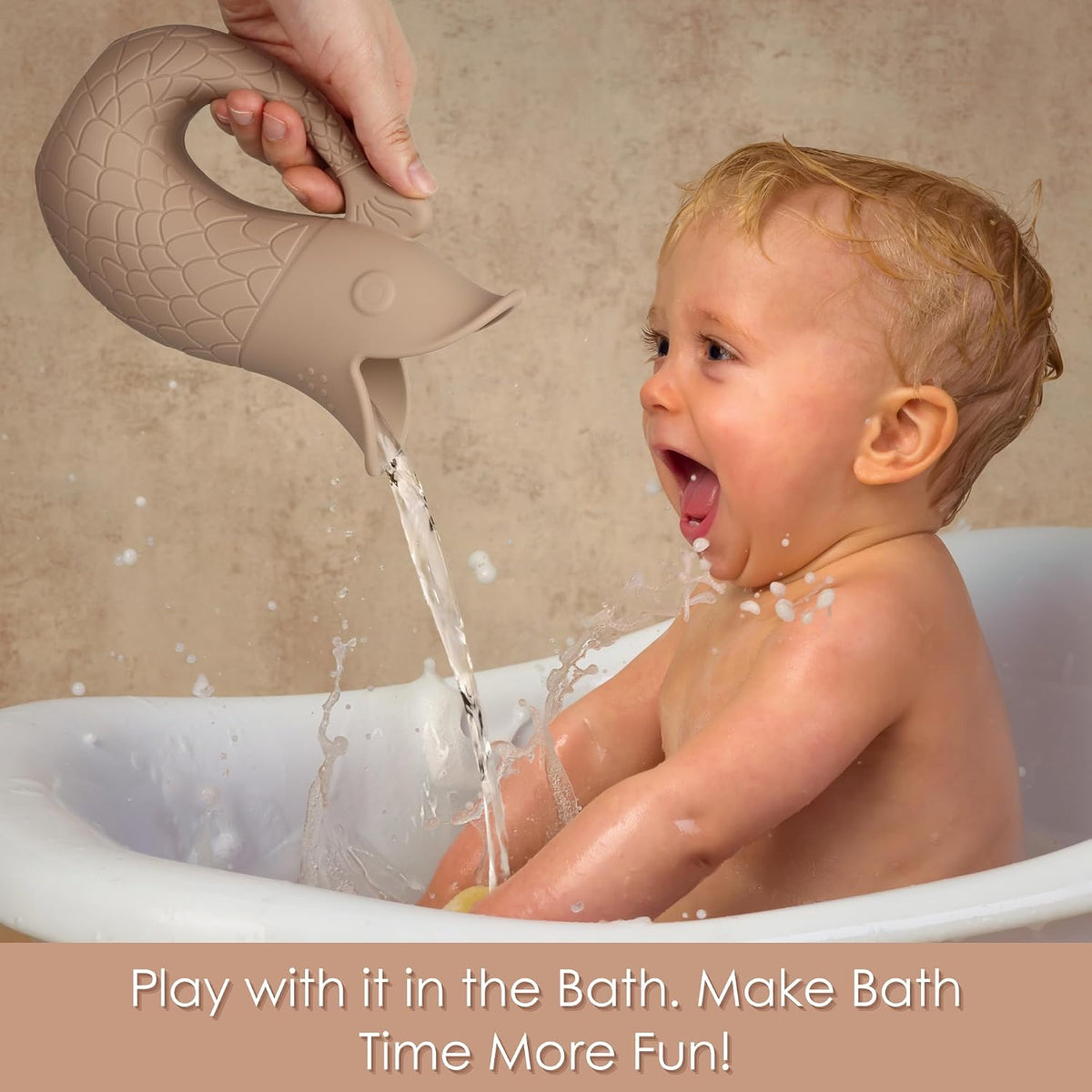 Baby Bath Rinse Cup, Silicone Shampoo Washing Rinse Cup for Kids, Bath Rinse Cup with Handle (Blush)