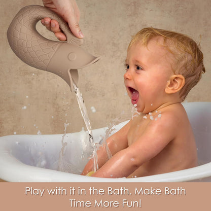Baby Bath Rinse Cup, Silicone Shampoo Washing Rinse Cup for Kids, Bath Rinse Cup with Handle (Blush)