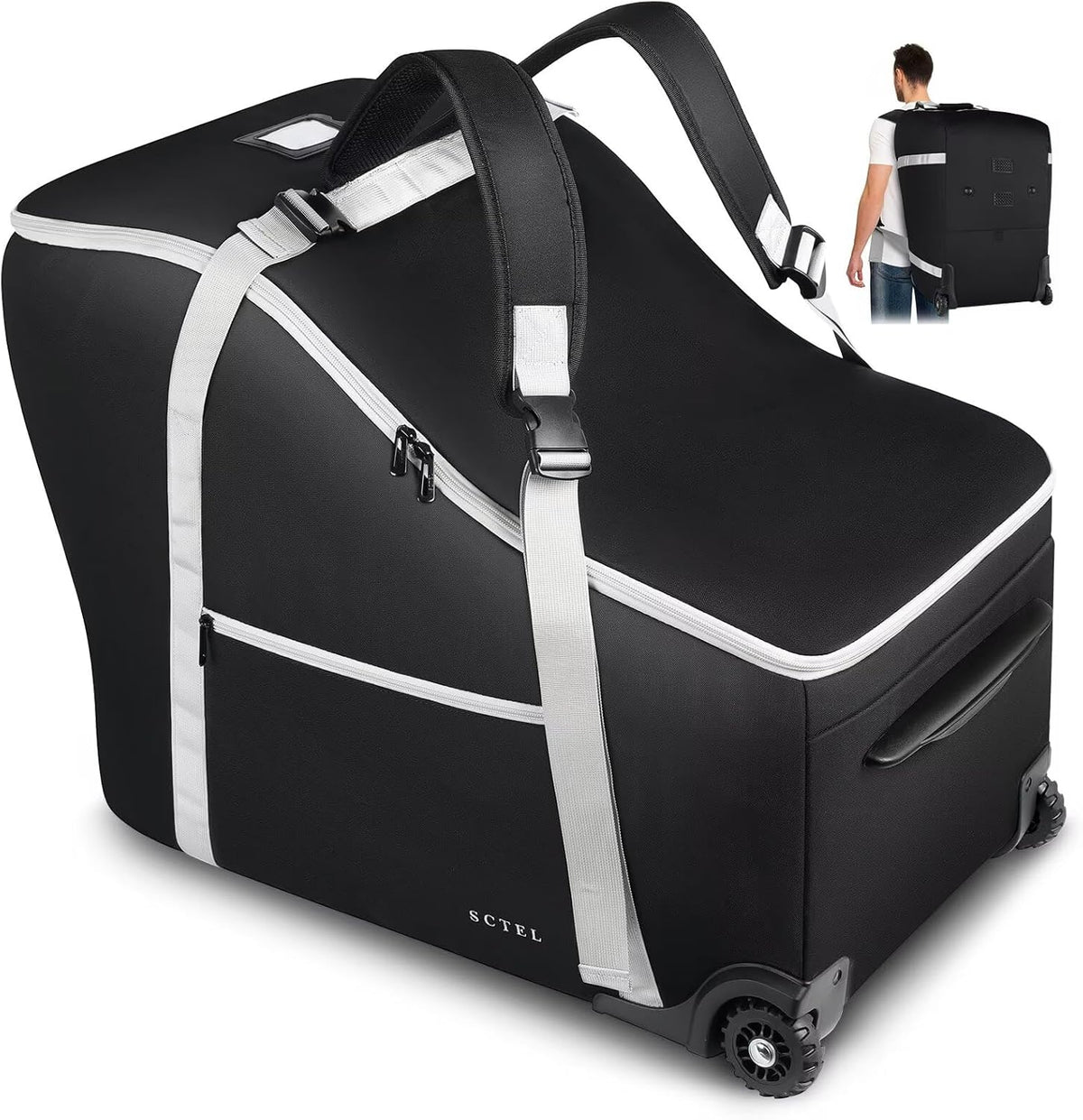 SCTEL Infant Car Seat Travel Bag Backpack for Airplane, with Wheels