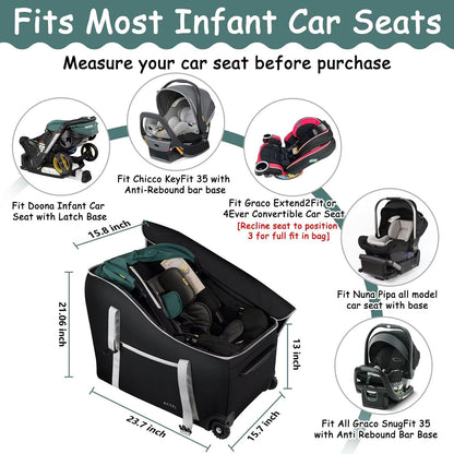 SCTEL Infant Car Seat Travel Bag Backpack for Airplane, with Wheels