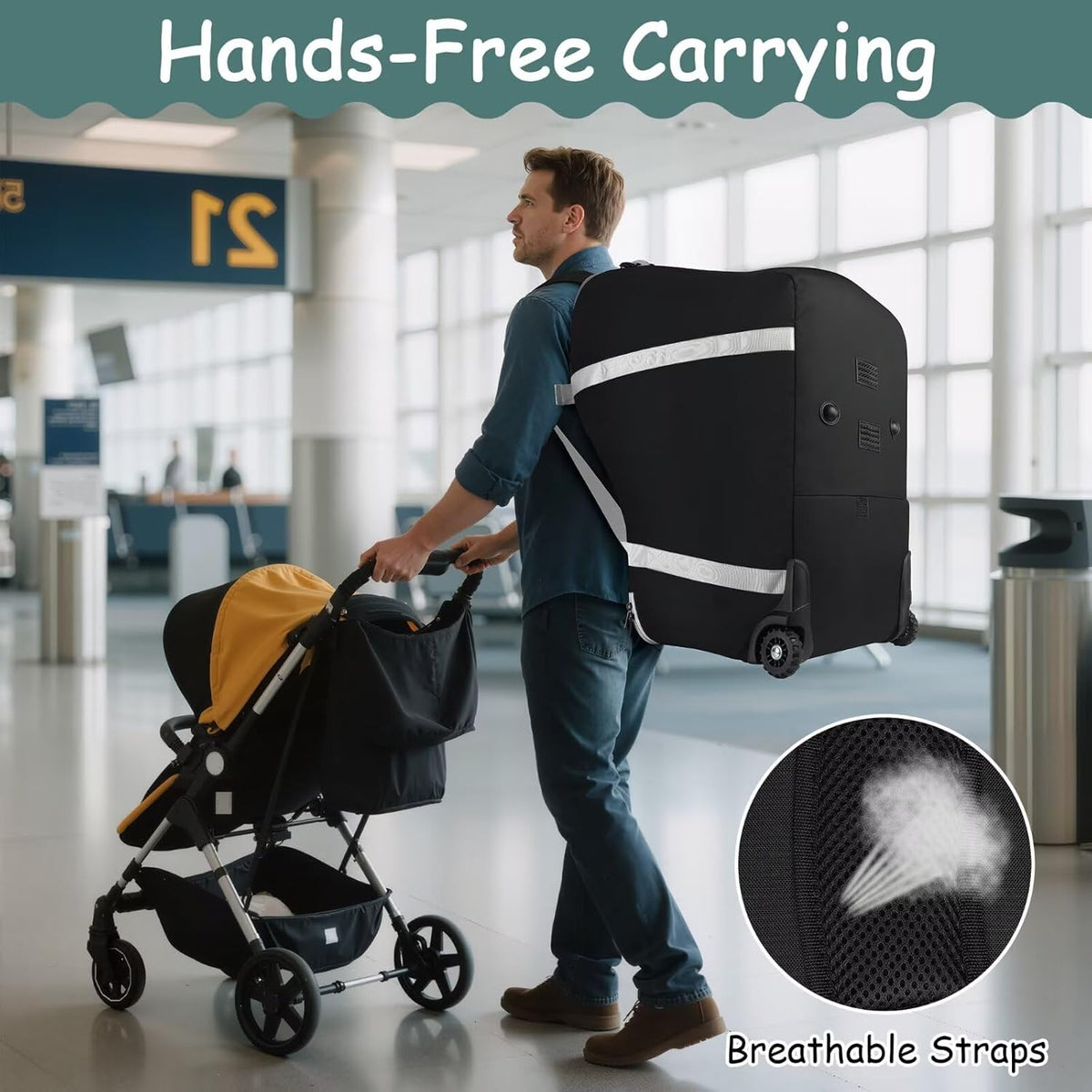 SCTEL Infant Car Seat Travel Bag Backpack for Airplane, with Wheels