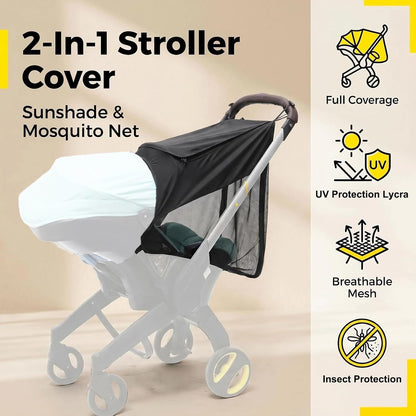 Baby Stroller Sun Shade & Mousquito Net for Doona Car Seat Stroller Carseat Sun Shade Canopy Cover UPF50+ Stroller Sun Shade Extender