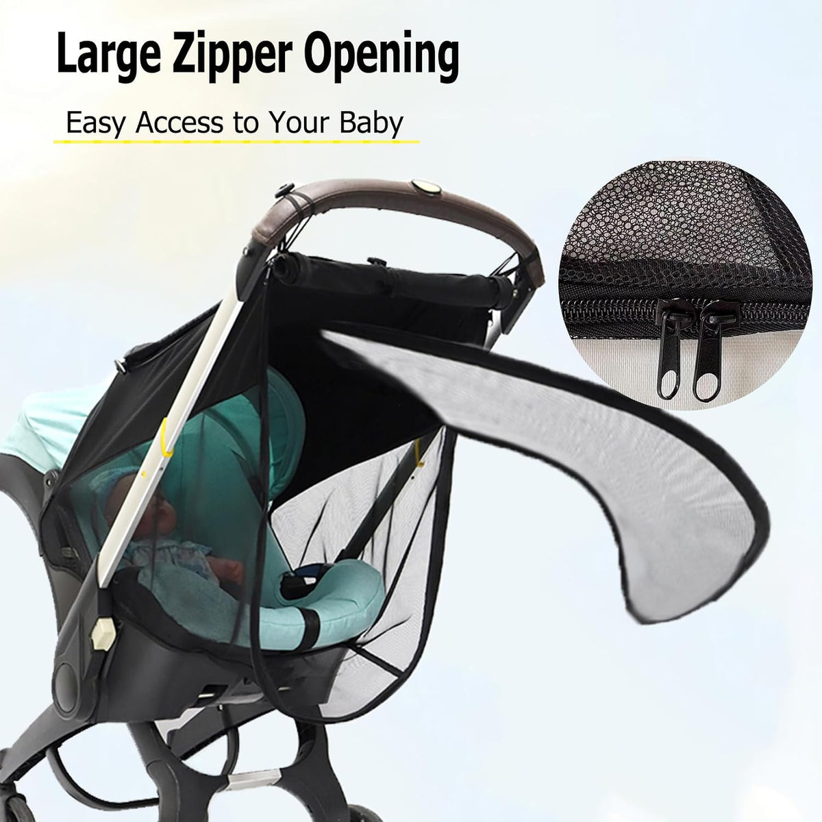 Baby Stroller Sun Shade & Mousquito Net for Doona Car Seat Stroller Carseat Sun Shade Canopy Cover UPF50+ Stroller Sun Shade Extender