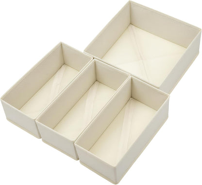 Drawer Organizer Set of 4- Fabric Storage Bins for Clothes, Underwear, Socks & Bras - 11" Dresser Dividers for Bedroom Closet