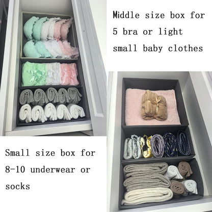Drawer Organizer Set of 4- Fabric Storage Bins for Clothes, Underwear, Socks & Bras - 11" Dresser Dividers for Bedroom Closet