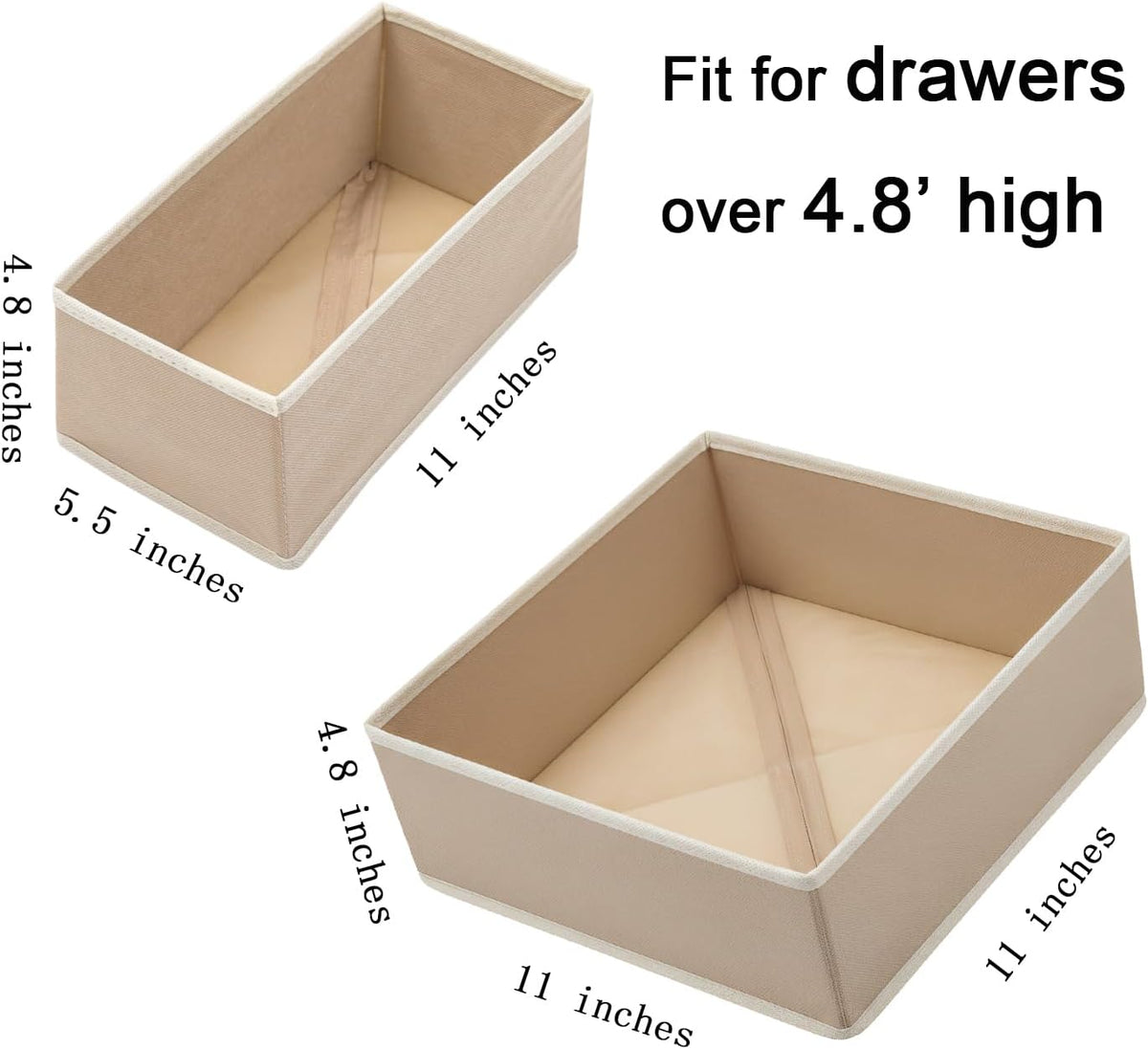 Drawer Organizer Set of 4- Fabric Storage Bins for Clothes, Underwear, Socks & Bras - 11" Dresser Dividers for Bedroom Closet