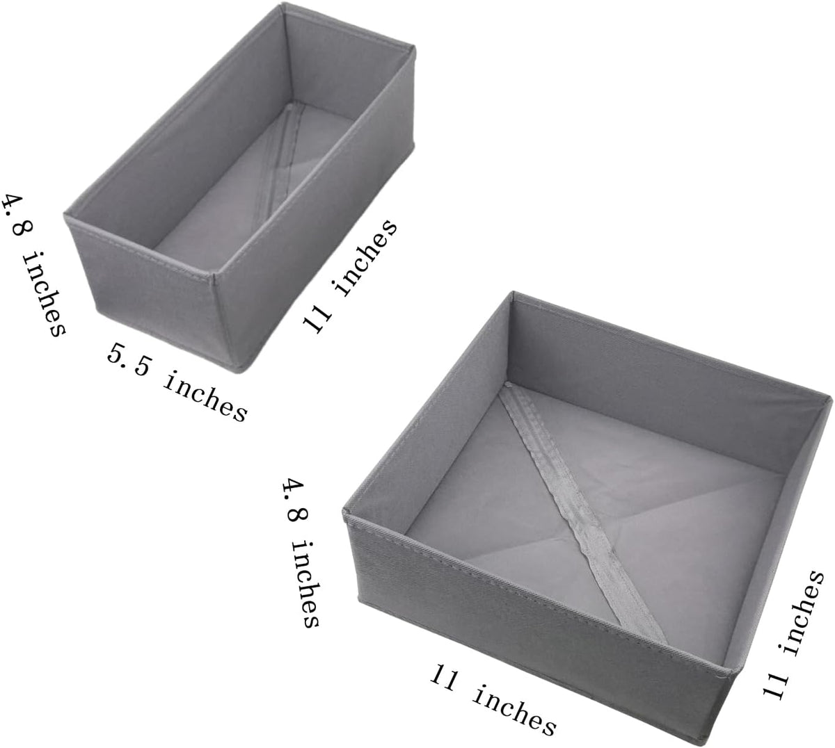 Drawer Organizer Set of 4- Fabric Storage Bins for Clothes, Underwear, Socks & Bras - 11" Dresser Dividers for Bedroom Closet
