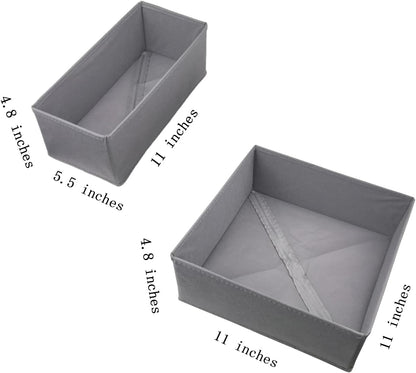 Drawer Organizer Set of 4- Fabric Storage Bins for Clothes, Underwear, Socks & Bras - 11" Dresser Dividers for Bedroom Closet