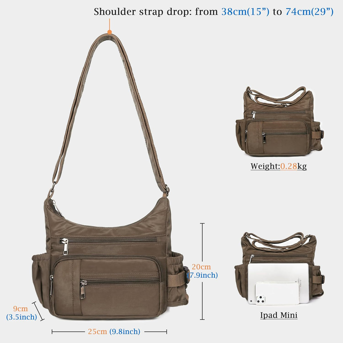 RFID Anti Thief Crossbody Bag for Women Waterproof Shoulder Bag Messenger Bag Casual Nylon Purse Handbag