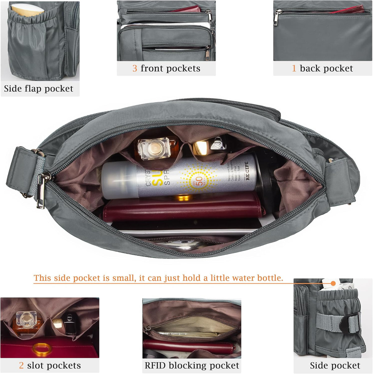 RFID Anti Thief Crossbody Bag for Women Waterproof Shoulder Bag Messenger Bag Casual Nylon Purse Handbag