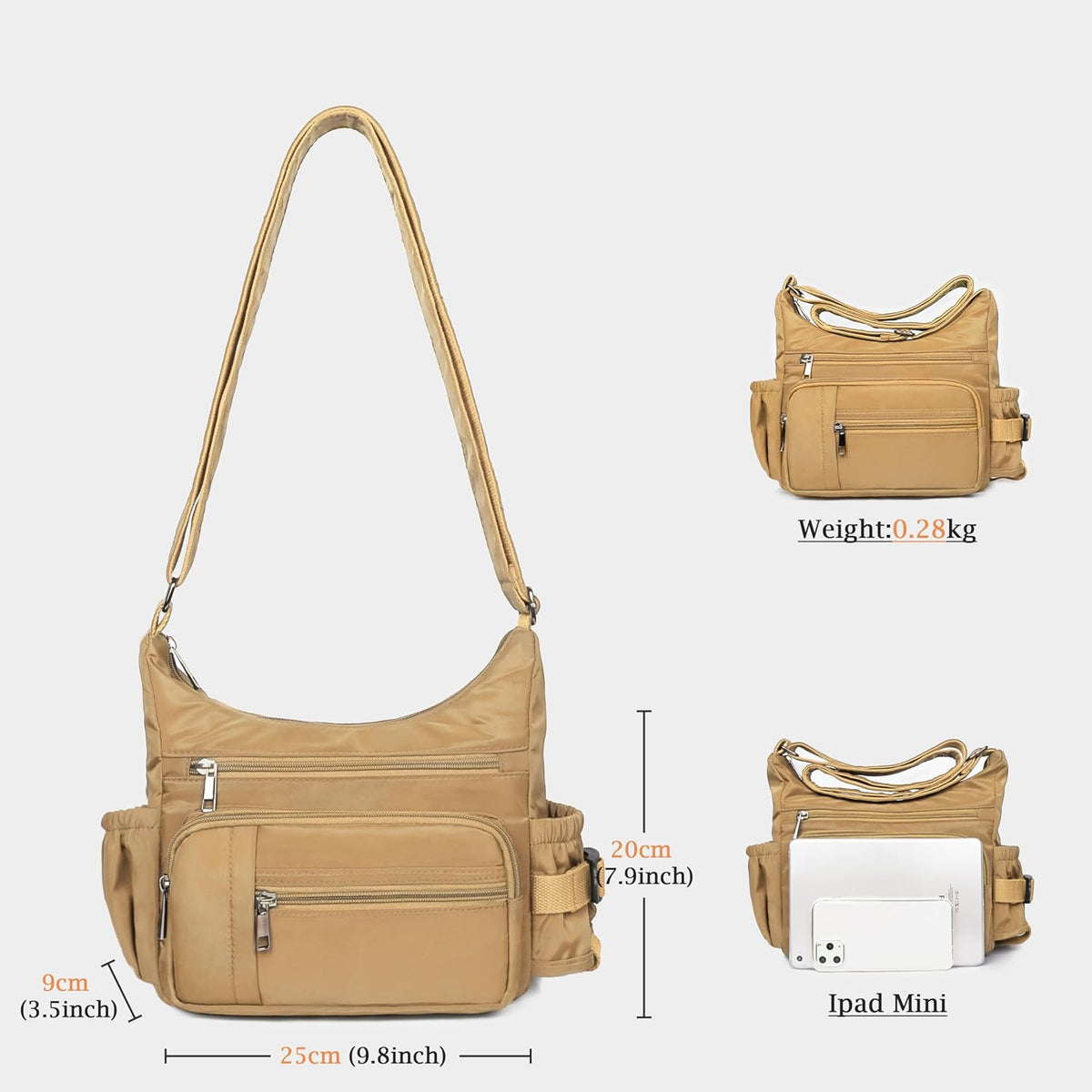 RFID Anti Thief Crossbody Bag for Women Waterproof Shoulder Bag Messenger Bag Casual Nylon Purse Handbag