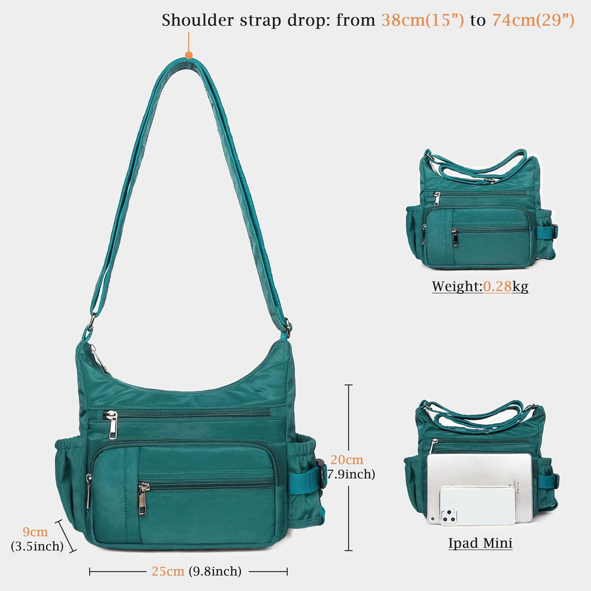 RFID Anti Thief Crossbody Bag for Women Waterproof Shoulder Bag Messenger Bag Casual Nylon Purse Handbag